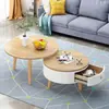 Mesa de centro de lujo ligero nórdico, mesa de centro moderna minimalista de madera maciza famosa en internet para sala de estar, mesa de centro redonda combinada para apartamento pequeño