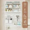 Estante de Almacenamiento para Baño con Tablero Perforado, Estante Colgante Multifuncional sin Taladro para Montar en Pared, Organizador de Plástico para Almacenamiento en Pared de Baño