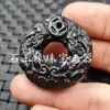 Xinjiang Hotan Moyu Colgante de Jade Buda Guanyin Verde Oscuro Guan Gong Ji Gong Bolsa de Dragón y Fénix Bagua Cabeza de Lobo Marca de Jade