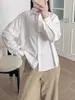 Camisa blanca bordada estilo academia para mujer, de manga larga, algodón puro, corte holgado, versátil para ir al trabajo, adelgazante, camisa de entretiempo para primavera y otoño