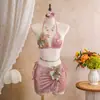 2026 Nuevo Estilo Europeo y Americano Sexy Brillante Traje de Baño Bikini de Tres Piezas Bordado Floral Transfronterizo