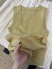Camisola de Punto Fino de Seda Helada con Cuello en U acanalada para Mujer, Verano 2026, Corte Ajustado, Favorecedor, Top Sexy, Camiseta sin Mangas Anti-Exposición