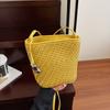 2025 Nuevo Bolso Bandolera de Verano para Mujer Tejido Bolso para Teléfono Móvil Cartera Hombro Bandolera Bolso Pequeño Color Puro Moderno y Simple