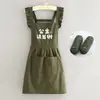 Moderna Bata de Cocina Estilo Coreano de Princesa, Delantal de Cocina con Texto Impreso, Ropa de Trabajo Impermeable para Mujer