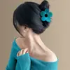 Flor Azul~ Pinza Floral Versátil para el Cabello, Pinza de Tiburón de Alta Gama para Mujer, Fabricante de Moño Medio para la Parte Posterior de la Cabeza