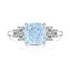 Anillo Cuadrado con Corte Flor de Hielo de Piedras Preciosas de Colores Más Vendido en Tiktok y Xiaohongshu para Mujer, Moderno, Sencillo, Lujo Ligero, Anillo de Diamante de Alto Carbono