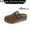 En stock~Versión de piel de vaca súper suaves Birkenstock de suela gruesa para mujer, punta cerrada, medio slip-on, sin tacón, fáciles de poner, zapatos casuales perezosos