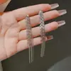 Pendientes Largos de Borla con Espigas de Trigo Plateadas Lujo Ligero Elegante Gama Alta Elegante Elegante Diseño Único Accesorios para Orejas