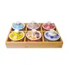 Conjunto de Pratos para Hot Pot com Pratos de Nove Compartimentos, Pratos Criativos e Únicos para Legumes para Restaurantes de Hot Pot, Caixa de Madeira Dividida de Bambu Comercial