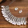 Nuevo Conjunto de Collar y Pendientes de Moda Bohemio Retro Estilo Étnico del Sudeste Asiático con Perlas del Fabricante