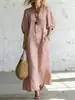 Nuevo Vestido Casual de Moda sin Mangas con Bolsillos y Cuello en U de Longitud Media con Botones en Tallas Grandes de Amazon Europa y América