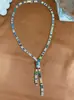Collar de Borla de Zirconia Aretes Set de Dos Piezas Moda Europea y Americana Lujo Accesible Cadena Elegante para la Clavícula Accesorios de Nicho de Alta Gama para Mujeres