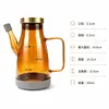 Bote de Aceite de Vidrio Opaco al por Mayor Cocina Borosilicato Alto Color Ámbar Gran Capacidad a Prueba de Fugas Botella para Salsa de Soja Vinagre Resistente a Altas Temperaturas Fácil de Limpiar