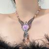 Industria Pesada Zhonggu Alas de Diamante Ángel Durmiente Relieve Broche Collar Joker Elegante Joyería Zhonggu Cadena para Clavícula