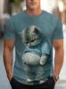 Camiseta Masculina de Animal Cartoon Estampada Digitalmente 3D Aliexpress Venda Transfronteiriça Verão Gola Redonda Top Masculino Venda Direta da Fábrica
