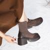 Botas Martin de Mujer Tacón Alto Pequeño 2025 Otoño Nuevo Botines Cortos de Suela Gruesa Botas de Tacón Grueso Elásticas Botas Ajustadas con Altura