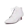 Botas femininas europeias e americanas novas para outono e inverno, botas curtas de cadarço, botas de cavaleiro de bico fino, tamanhos grandes 40-46, botas de comércio exterior
