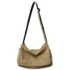 Bolsa de Lona Lavada Estilo Japonês com Caimento Relaxado, Bolsa Transversal para Mulheres, Bolsa de Aula Artística, Bolsa Carteiro, Bolsa de Ombro Casual para Homens