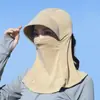 Sombrilla Refrigerante para Ciclismo al Aire Libre para Mujer, Nuevo Sombrero de Seda Helada para Primavera y Verano con Protección Solar, Protector de Cuello y Cubre Rostro Integrados
