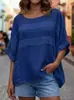 2026 Sitio Independiente de Amazon Transfronterizo Verano Nuevo Estilo Europeo y Americano para Mujer Cuello Redondo Manga Tres Cuartos Casual Holgado Top