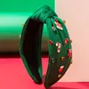 Diadema Heming Adorno navideño para la cabeza color liso pedrería sombrero de Navidad bastón guantes calcetines accesorios de aleación diadema de ala ancha