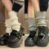 Calcetines de Punto Grises Holgados para Mujer, Otoño e Invierno, Adelgazantes y Versátiles, Calentadores de Piernas Simples para Mujer