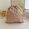 Nuevo estampado de color tierra estilo bosque popelina de algodón bolsa con cordón almacenamiento bolsa de algodón fabricantes venta al por mayor