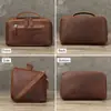 Venda Direta da Fábrica Bolsa de Higiene Pessoal Genuína de Couro Retrô Couro Crazy Horse Moda Feminina Bolsa de Cosméticos Grande Capacidade Bolsa de Higiene Pessoal para Viagem para Homens