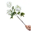 Flor de bola de nieve morada, hortensia artificial de 3 cabezas, tela de seda de tallo largo, adecuada para decoración suave en escaparates de tiendas de ropa