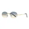 Nuevas Gafas de Sol Personalizadas Pequeñas con Montura de Rombo Borde Cortado Sin Montura de Alta Gama para Transmisión en Vivo de Douyin Gafas de Sol Protectoras Solares Transfronterizas