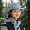 Chapéu de Pescador Jeans Casual Estilo Coreano para Mulheres, Chapéu de Sol para Acampamento e Caminhada ao Ar Livre, Proteção Solar, Chapéu de Sol de Viagem Moderno e Versátil