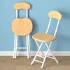 Silla plegable Taburete Silla con respaldo Portátil Hogar Silla de comedor Dormitorio de estudiante Entrenamiento Taburete redondo simple Almacenamiento Silla de computadora
