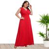 Ropa de Verano Nueva para Mujer Tallas Grandes en Amazon Vestido sin Mangas con Cuello en V Bata Larga Rebaja de Liquidación En Stock