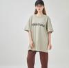 Camiseta de Manga Corta con Estampado de Silicona Niebla Doble Línea Esenciales para el Pecho Letra Verano Europeo y Americano Moderna Holgada High Street Hombre