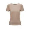 Marca Ad087 Verano 2025 Estilo Europeo y Americano Moda Callejera Poliéster Una Pieza Cuello Redondo Ajustado Camiseta de Mujer al por Mayor