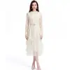 Vestido Formal de Encaje Etéreo Francés 2026 con Cuello Alto de Malla, Mangas Largas, Cintura Ajustada y Longitud Media, Estilo Diosa
