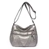 Bolso Cruzado para Mujer de Nueva Colección 2026 Tendencia Callejera Madre de Mediana Edad Cuero Lavado PU Gran Capacidad Doble Capa Bolso Cruzado