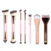 Set de Pinceles de Maquillaje Doble Cara Transfronterizo Europeo y Americano, Pincel para Base tipo Almohada, Pincel para Polvo de Rubor, Pincel de Maquillaje Color Café, Herramientas de Belleza