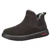 Botas cortas de peluche color sólido estilo minimalista para mujer, botas de algodón peludo cálidas de suela gruesa, zapatos perezosos sin cordones para mujer