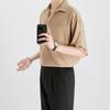 Camisa de Hielo para Hombre Estilo Ligero y Maduro Manga Corta de Verano Delgada Holgada con Caída Sin Planchar