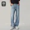 Jeans Masculino Reto de Lyocell Tencel Fino de Verão Americano High Street Retro Caído Solto Wide-Leg Calças Longas
