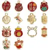 Estilo Tendência Nacional Pingente da Sorte Esmalte Vermelho Acessórios Artesanais DIY Pulseira de Ano Novo Acessórios de Joias Contas Atacado