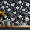 Pegatina de Pared Floral Romántica Autoadhesiva Papel Tapiz Resistente a la Humedad y al Moho Ecológico Lujo Ligero Decorativa para Pared de Dormitorio Armario Renovación