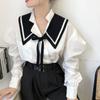 Estilo marinho com cadarço estilo coreano outono e inverno cachecol all-match moderno tricô pequeno xale feminino simples uso externo falso xale de duas peças