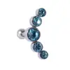 Pendientes de Acero Inoxidable Transfronterizos de Cinco Curvas de Ópalo con Rosca Externa Color Acero con Diamante Checo Envuelto Soldado de Una Pieza Pendientes de Piercing