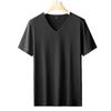Camiseta de Verano de Manga Corta para Hombre con Cuello en V Fresca de Seda de Hielo de Color Puro para Usar Debajo Simple y Versátil Camiseta de Media Manga Fresca de Secado Rápido para Hombre