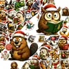 Compra directa transfronteriza de 50 pegatinas creativas de animales con temática navideña para niños, divertidas pegatinas de celebración de animales navideños