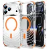 Aplicable a Apple 18ProMax Funda de Teléfono Magnética con Patrón de Ola de Airbag iPhone16 Transparente Cubierta de Protección contra Caídas en las Cuatro Esquinas