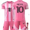 2526 Miami Jersey Não. 10 Messi Liga Futebol Uniforme Casa Crianças Rosa Terno Camisa