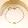 Pulseira Cruzada Europeia e Americana Flor de Sete Pétalas Estilo Ins Fresca e Doce Acessório de Mão Floral Pulseira de Aço Inoxidável Banhada a Ouro 18K